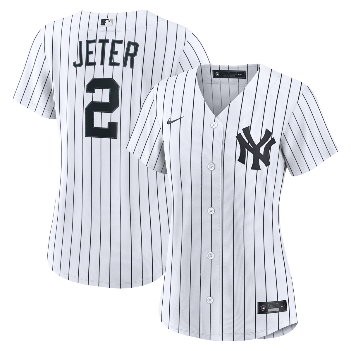 Women's New York Yankees Derek Jeter Nike White Home Retired Replica Jersey - 2