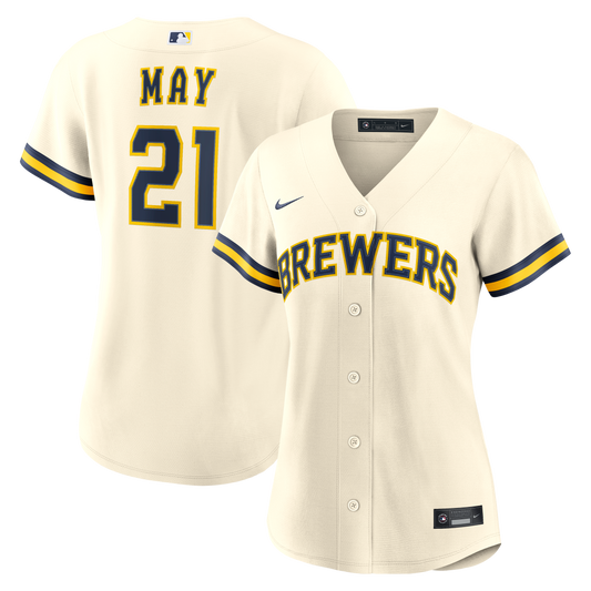 Women's Milwaukee Brewers Dustin May Nike Cream Home Replica Jersey