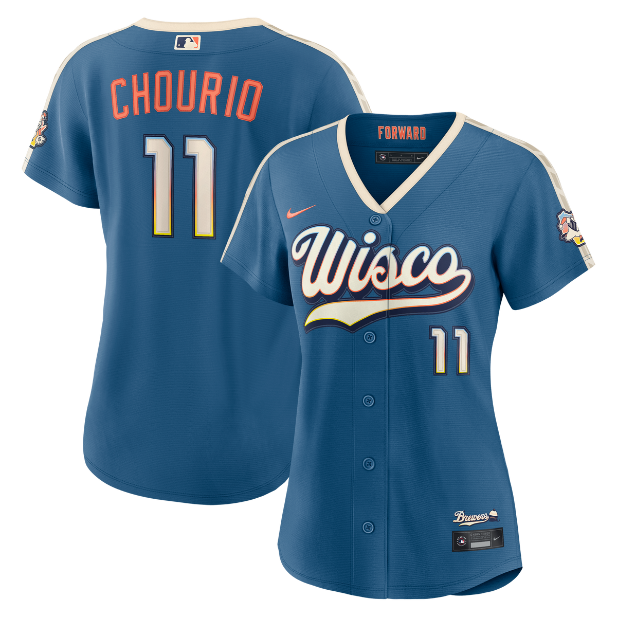 Women's Milwaukee Brewers Jackson Chourio Nike Mineral Blue 2026 City Connect Stadium Jersey - 2