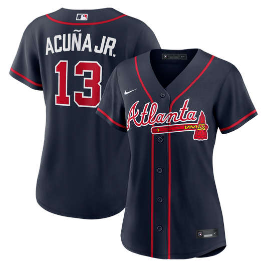 Women's Atlanta Braves Ronald Acuña Jr. Nike Navy Alternate Replica Jersey
