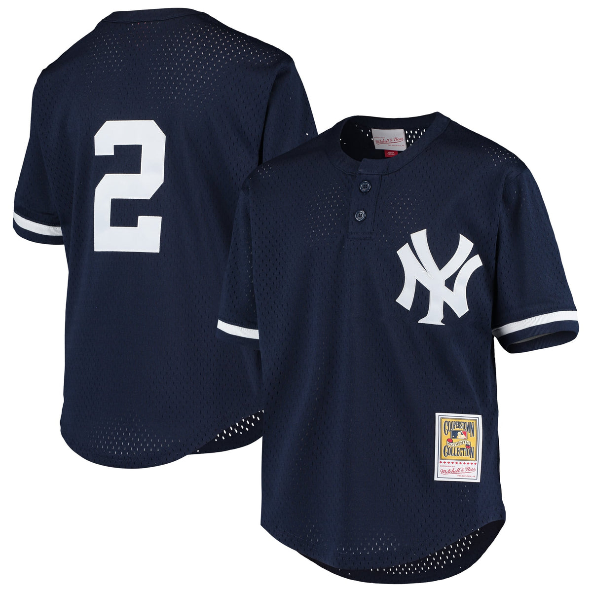 Youth New York Yankees Derek Jeter Mitchell & Ness Navy Cooperstown Collection Mesh Batting Practice Jersey - 2