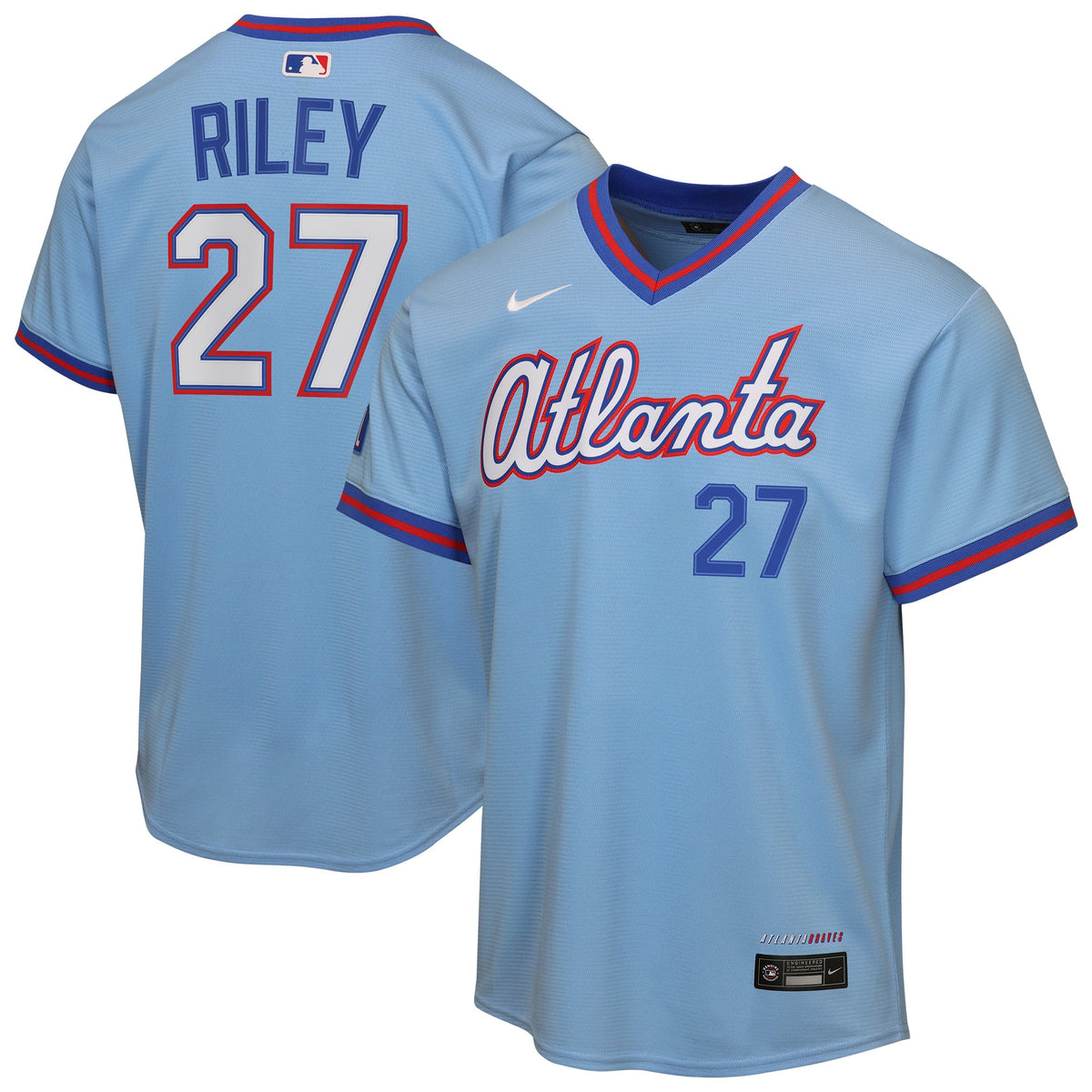 Youth Atlanta Braves Austin Riley Nike Powder Blue 2026 City Connect Stadium Jersey - 2