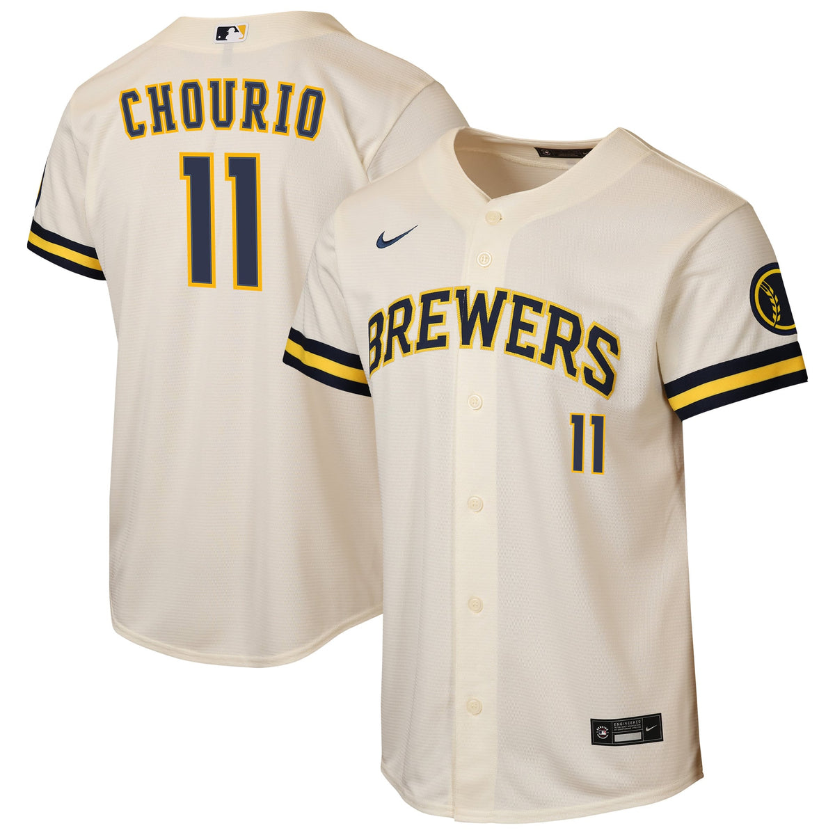 Youth Milwaukee Brewers Jackson Chourio Nike Cream Home Stadium Jersey - 2