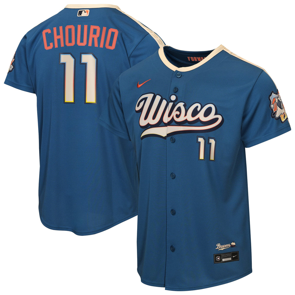 Youth Milwaukee Brewers Jackson Chourio Nike Mineral Blue 2026 City Connect Stadium Jersey - 2