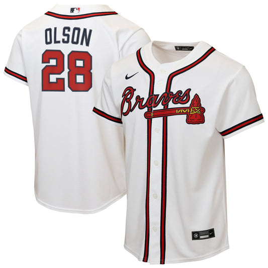 Youth Atlanta Braves Matt Olson Nike White Home Replica Jersey